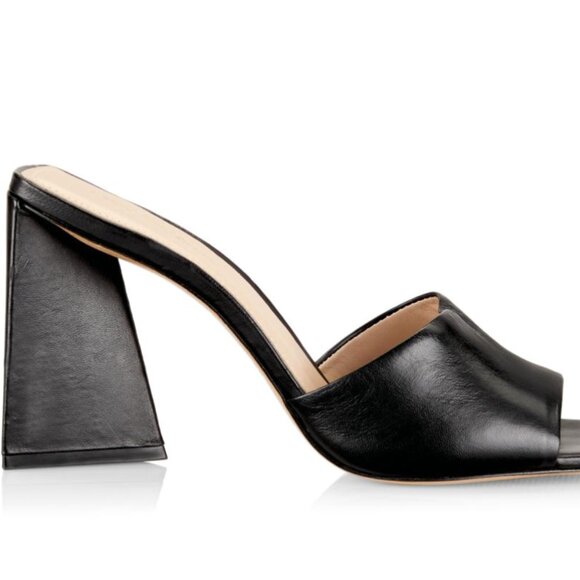 GUC Saks Fifth Avenue Leather Triangle Block Heels 37 / 7 MSRP $250 - Picture 2 of 9